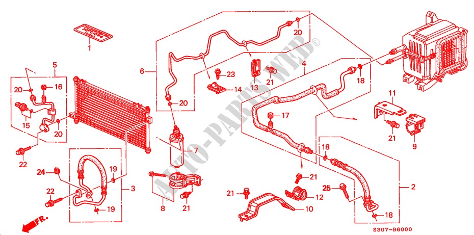 AIR CONDITIONER (HOSES/PIPES) (LH) for Honda PRELUDE 2.2VTI 2 Doors 5 speed manual 1997