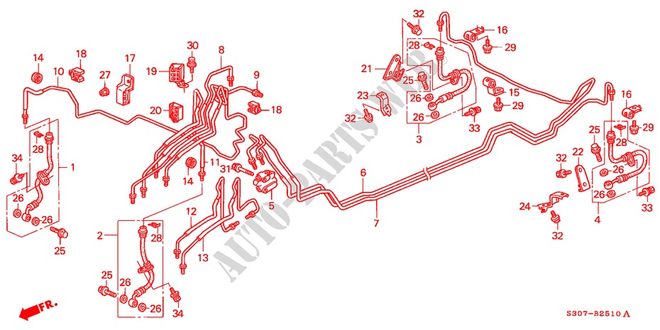 BRAKE LINES (ABS) (LH) for Honda PRELUDE VT 2 Doors 4 speed automatic 1999