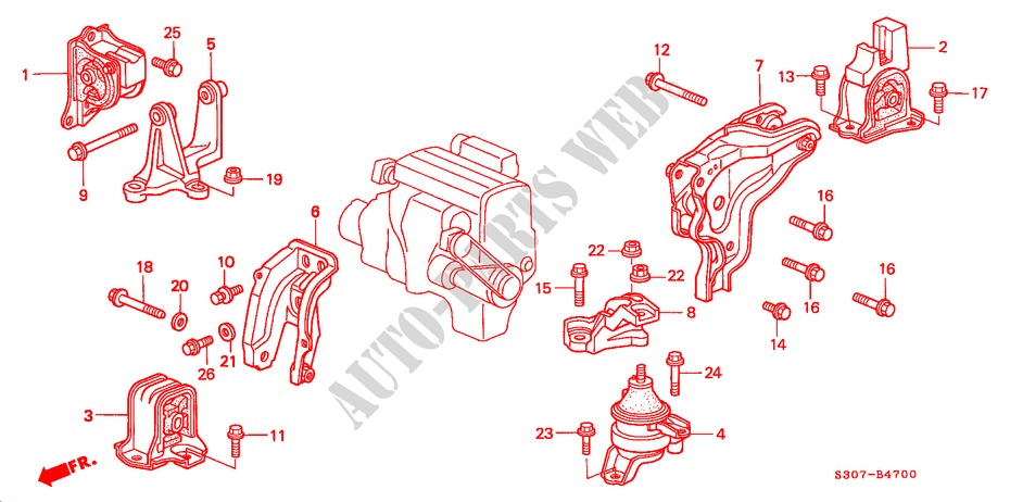 ENGINE MOUNTS (MT) for Honda PRELUDE 2.2VTI 2 Doors 5 speed manual 1997