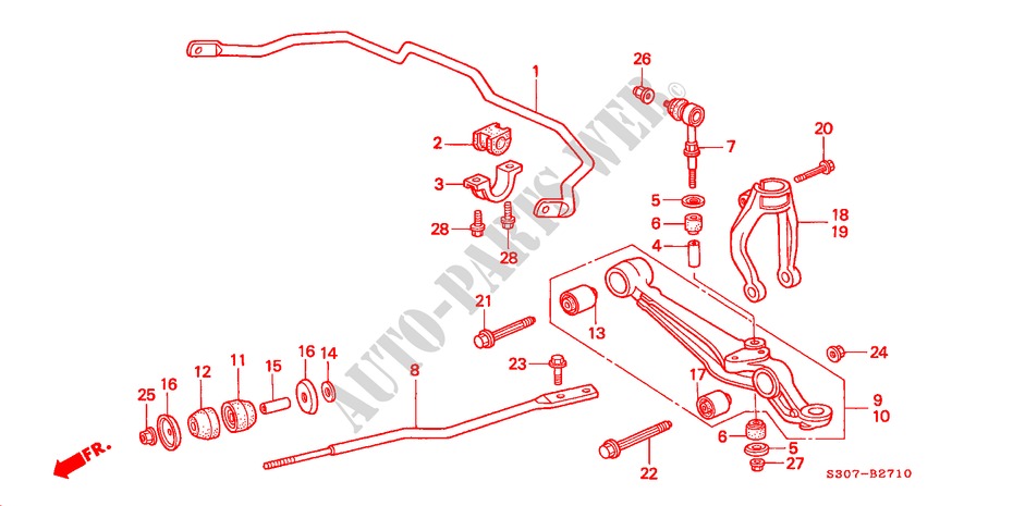 FRONT STABILIZER/ FRONT LOWER ARM for Honda PRELUDE 2.0I 2 Doors 4 speed automatic 1997