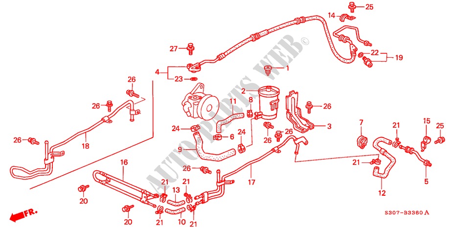 POWER STEERING LINES (LH) for Honda PRELUDE 2.2VTI 2 Doors 5 speed manual 1998