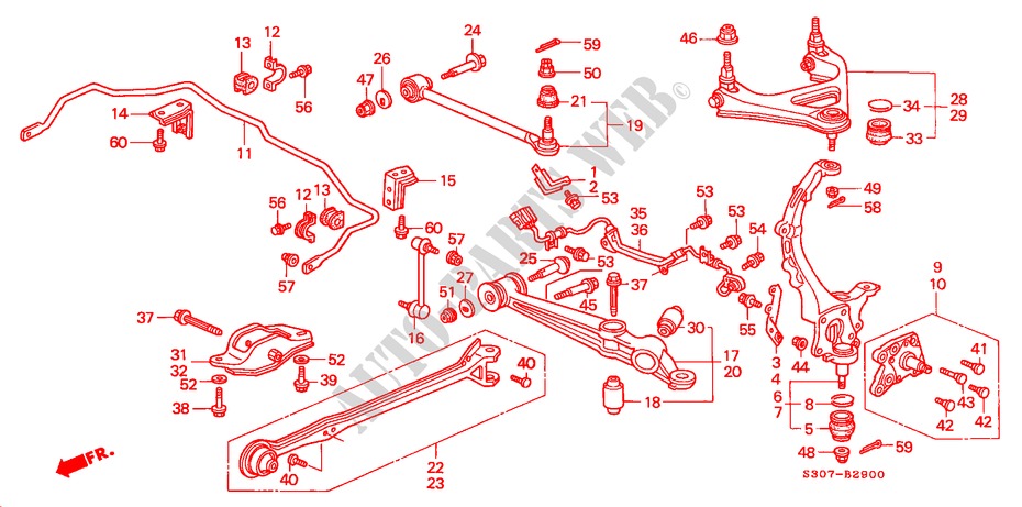 REAR STABILIZER/ REAR LOWER ARM for Honda PRELUDE 2.0I 2 Doors 5 speed manual 2000