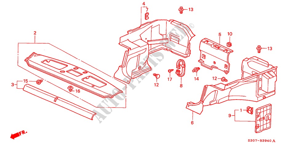 REAR TRAY/TRUNK GARNISH for Honda PRELUDE 2.0I 2 Doors 5 speed manual 1998