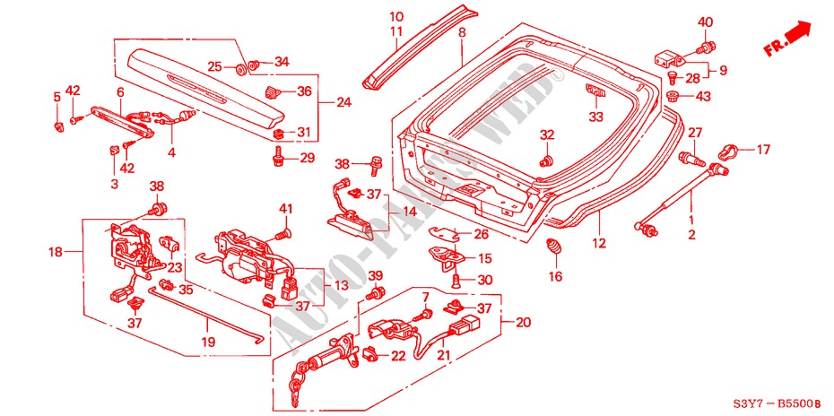 TAILGATE for Honda INSIGHT DX 3 Doors 5 speed manual 2000