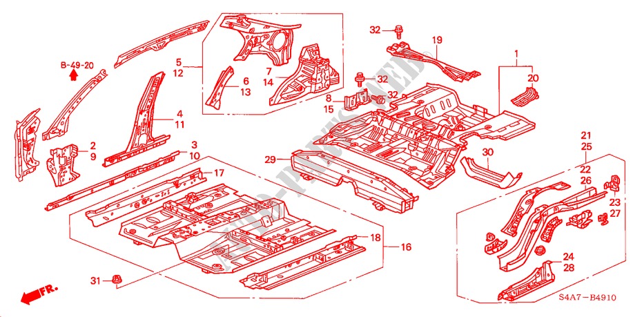 FLOOR/INNER PANELS for Honda ACCORD 1.8ILS 5 Doors 5 speed manual 1999
