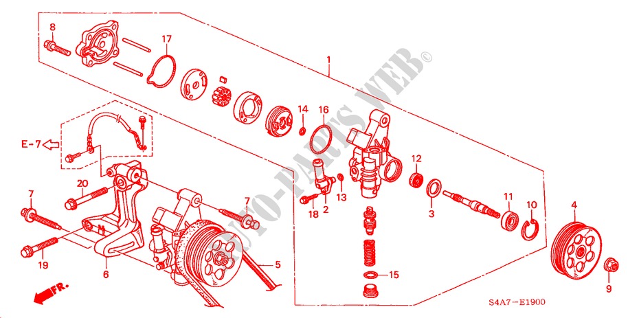 P.S. PUMP/BRACKET (1.6L) for Honda ACCORD 2.0IES 5 Doors 5 speed manual 2000