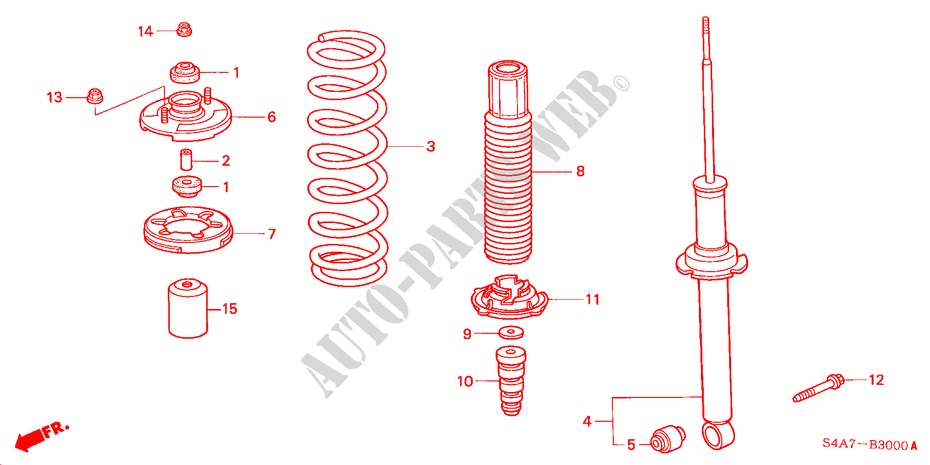 REAR SHOCK ABSORBER for Honda ACCORD 2.0IES 5 Doors 4 speed automatic 1999