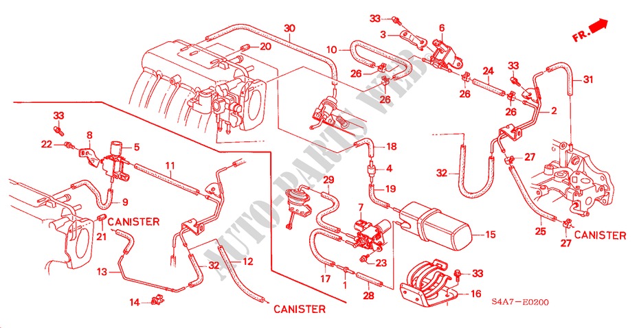 VACUUM TANK/TUBING (1.8L/2.0L) for Honda ACCORD 1.8IES 5 Doors 5 speed manual 1999