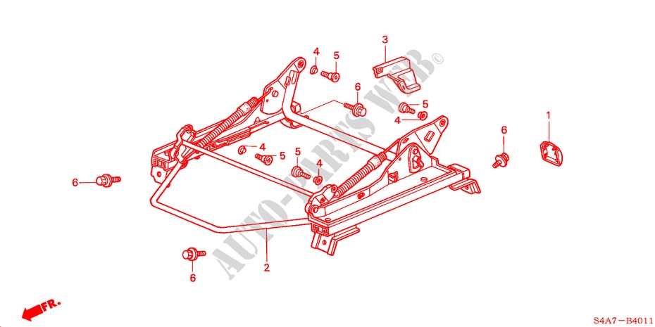 FRONT SEAT COMPONENTS (L.) (2) for Honda ACCORD 1.6IS 5 Doors 5 speed manual 2002