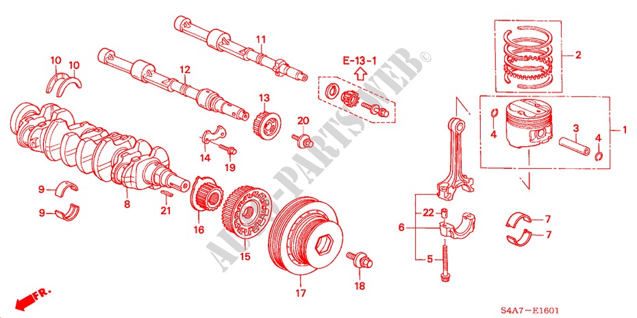 PISTON/CRANKSHAFT (1.8L/2.0L/2.3L) for Honda ACCORD 1.8SE    EXECUTIVE 5 Doors 5 speed manual 2001