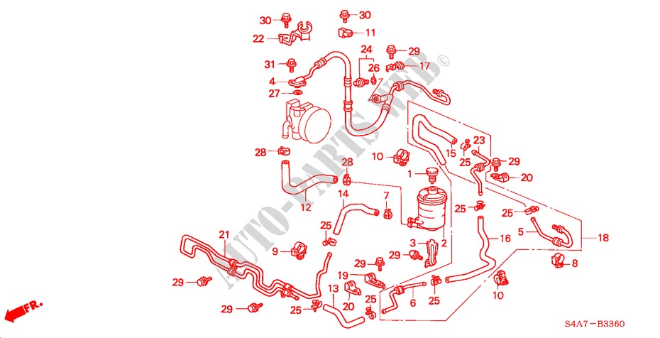 POWER STEERING LINES (LH) for Honda ACCORD 1.6ILS         7PA 5 Doors 5 speed manual 2001