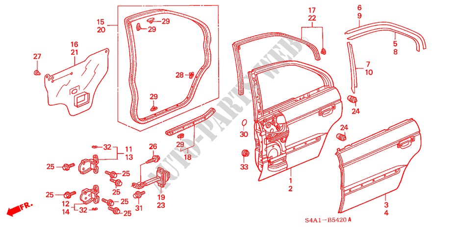 REAR DOOR PANELS for Honda ACCORD 1.6ILS         7PA 5 Doors 5 speed manual 2001