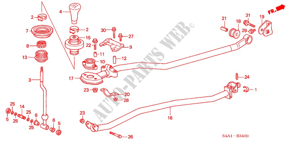 SHIFT LEVER (1.6L) for Honda ACCORD 1.6ILS         7PA 5 Doors 5 speed manual 2001