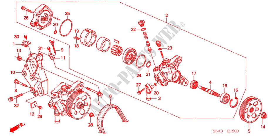 POWER STEERING PUMP/ BRACKET for Honda CIVIC EXI 4 Doors 5 speed manual 2002