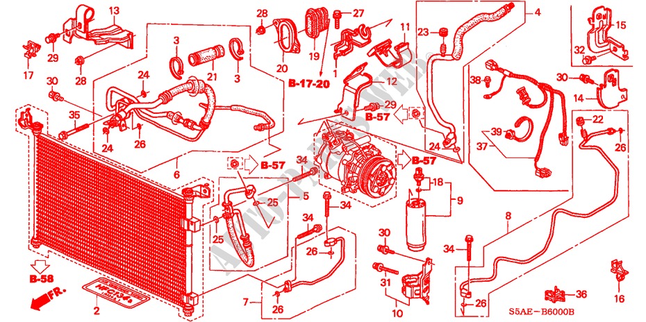 AIR CONDITIONER (HOSES/PIPES)(LH) for Honda CIVIC 1.6 ES 4 Doors 5 speed manual 2004