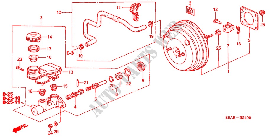 BRAKE MASTER CYLINDER/ MASTER POWER (LH) for Honda CIVIC 1.6 ES 4 Doors 5 speed manual 2005