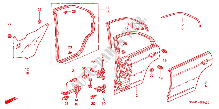 REAR DOOR PANELS for Honda CIVIC 1.6 LS 4 Doors 5 speed manual 2004