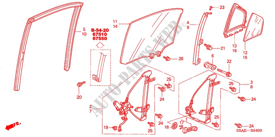 REAR DOOR WINDOWS for Honda CIVIC 1.6 ES 4 Doors 5 speed manual 2005