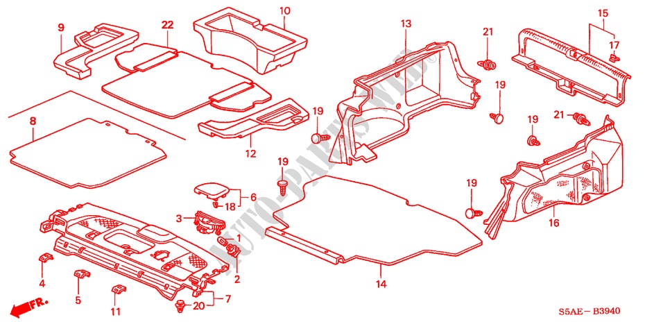 REAR TRAY/TRUNK GARNISH for Honda CIVIC 1.6 LS 4 Doors 5 speed manual 2004