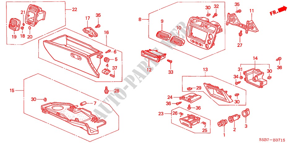 INSTRUMENT PANEL GARNISH (PASSENGER SIDE) (RH) for Honda CIVIC HYBRID HYBRID 4 Doors 5 speed manual 2004