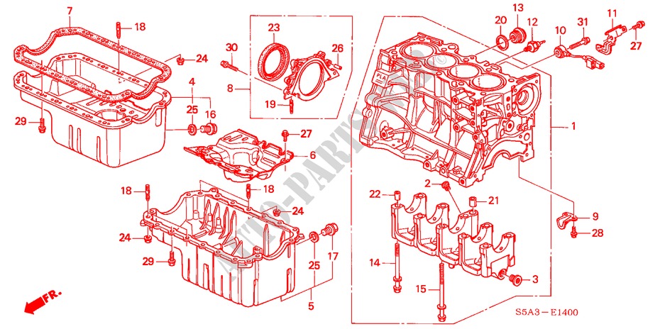 CYLINDER BLOCK/OIL PAN for Honda CIVIC COUPE ES 2 Doors 5 speed manual 2004