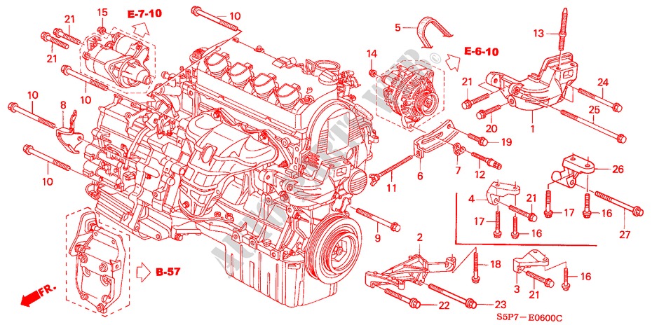 ENGINE MOUNTING BRACKET for Honda CIVIC COUPE ES 2 Doors 5 speed manual 2002