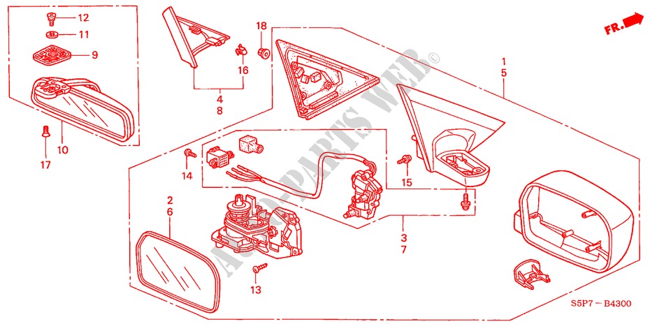 MIRROR for Honda CIVIC COUPE ES 2 Doors 5 speed manual 2002