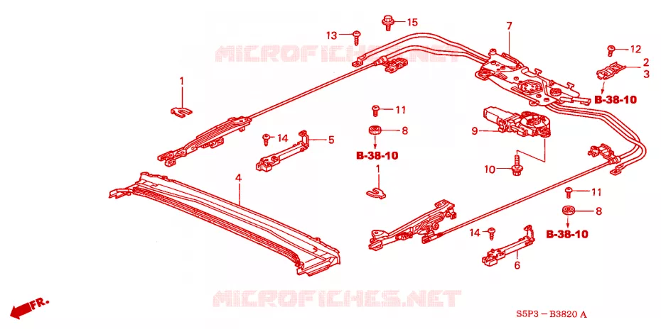ROOF SLIDE COMPONENTS Honda  CIVIC COUPE 2004 ES 4 speed automatic 