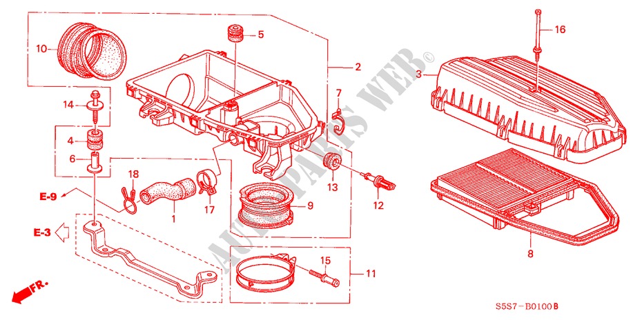 AIR CLEANER (1.4L/1.6L) for Honda CIVIC 1.4B 3 Doors 5 speed manual 2002