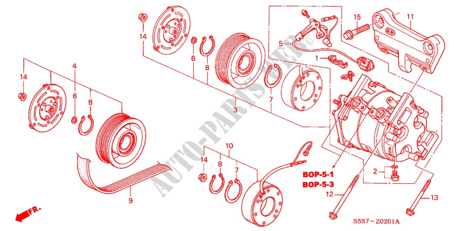 AIR CONDITIONER (COMPRESSOR) (TYPE R) for Honda CIVIC TYPE R 3 Doors 6 speed manual 2001