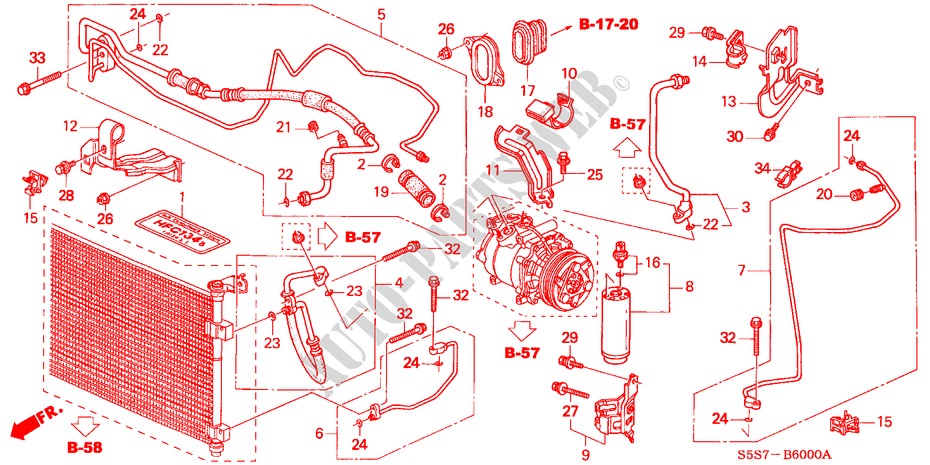 AIR CONDITIONER (HOSES/PI PES)(LH)(1.4L/1.6L) for Honda CIVIC 1.6S 3 Doors 5 speed manual 2002