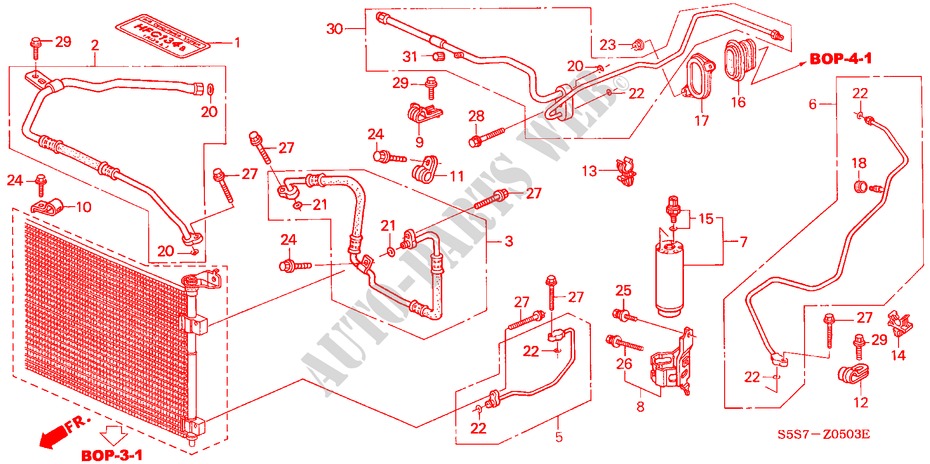 AIR CONDITIONER (HOSES/PIPES)(RH)(TYPE R) for Honda CIVIC TYPE R     PREMIUM 3 Doors 6 speed manual 2004