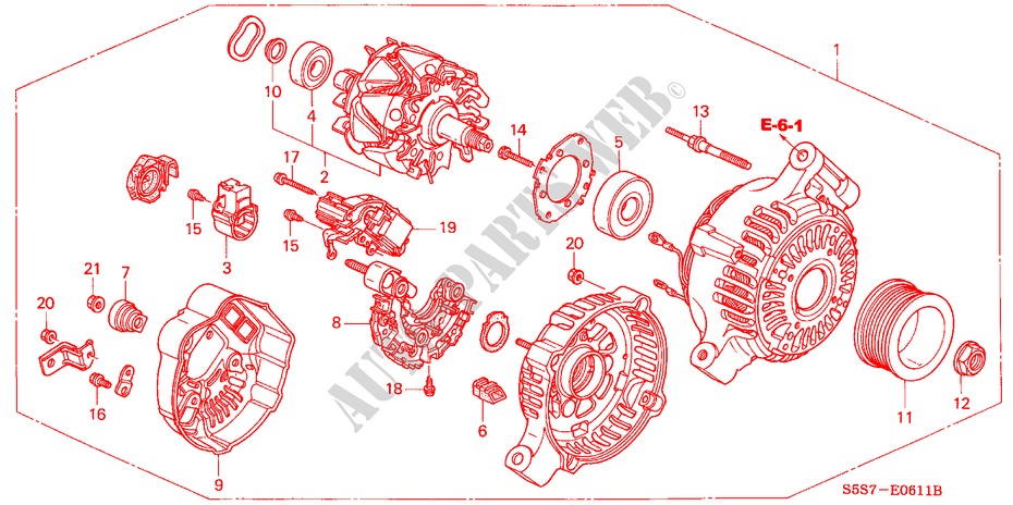 ALTERNATOR (DENSO) for Honda CIVIC TYPE R 3 Doors 6 speed manual 2002
