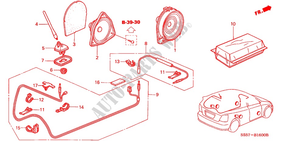 ANTENNA/SPEAKER for Honda CIVIC 1.6ES 3 Doors 5 speed manual 2001