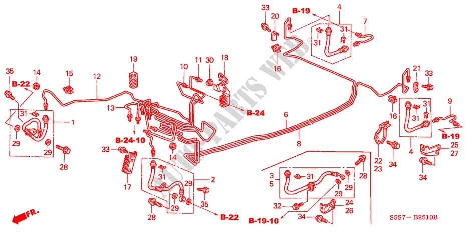 BRAKE LINES (ABS) (LH) (1) for Honda CIVIC 1.4LS 3 Doors 5 speed manual 2002