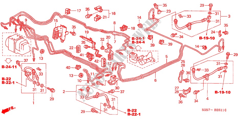 BRAKE LINES (ABS) (LH) (2) for Honda CIVIC 1.7LS 3 Doors 5 speed manual 2002