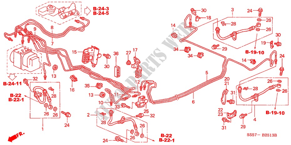 BRAKE LINES (ABS) (RH) (2) for Honda CIVIC TYPE R 3 Doors 6 speed manual 2002