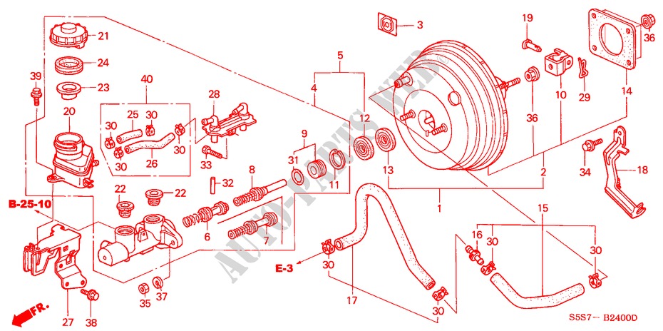 BRAKE MASTER CYLINDER/ MASTER POWER (LH) (1) for Honda CIVIC 1.6SPORT 3 Doors 5 speed manual 2004