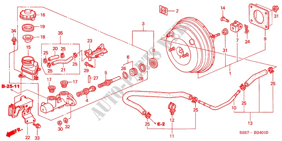 BRAKE MASTER CYLINDER/ MASTER POWER (LH) (2) for Honda CIVIC TYPE R 3 Doors 6 speed manual 2002