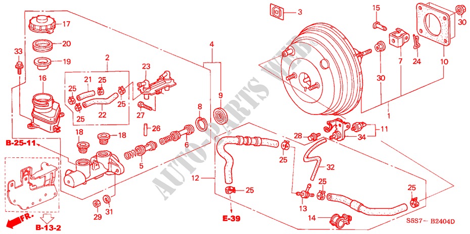 BRAKE MASTER CYLINDER/ MASTER POWER (LH)(DIESEL) for Honda CIVIC 1.7LS 3 Doors 5 speed manual 2002