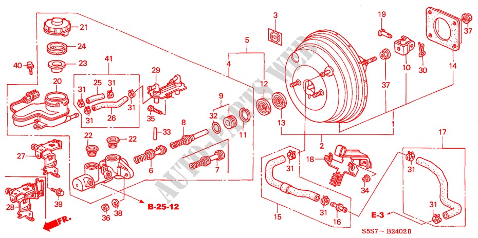 BRAKE MASTER CYLINDER/ MASTER POWER (RH) (1) for Honda CIVIC 1.4SE 3 Doors 5 speed manual 2002