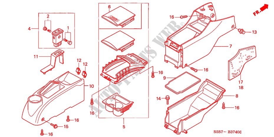 CONSOLE for Honda CIVIC 1.4B 3 Doors 5 speed manual 2002