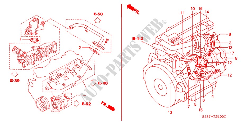 EMISSION PIPING (DIESEL) for Honda CIVIC 1.7SPORT 3 Doors 5 speed manual 2003