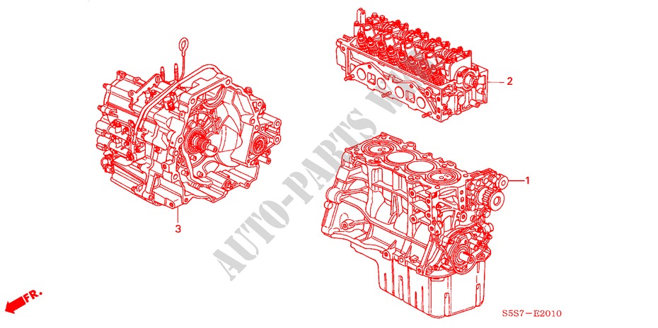ENGINE ASSY./TRANSMISSION  ASSY. (1.4L/1.6L) for Honda CIVIC 1.6S 3 Doors 4 speed automatic 2002