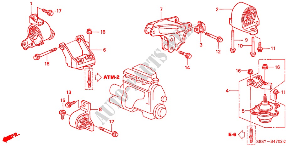 ENGINE MOUNTS (AT) for Honda CIVIC 1.6SPORT 3 Doors 5 speed manual 2004