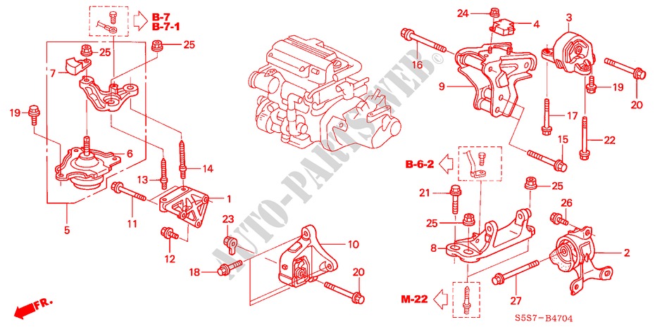ENGINE MOUNTS (DIESEL) for Honda CIVIC 1.7LS 3 Doors 5 speed manual 2002