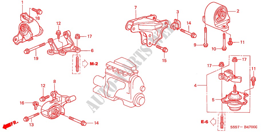 ENGINE MOUNTS (MT) (1.4L/1.6L) for Honda CIVIC 1.4B 3 Doors 5 speed manual 2002