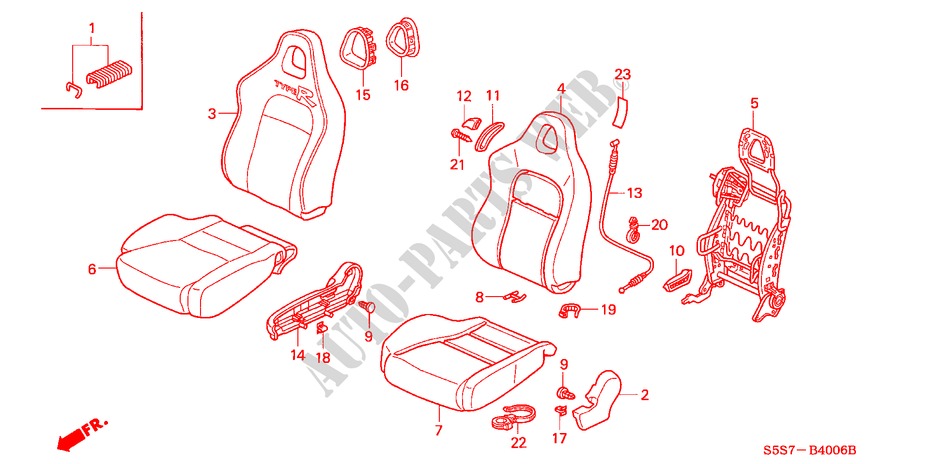 FRONT SEAT (R.) (TYPE R) for Honda CIVIC TYPE R 3 Doors 6 speed manual 2004