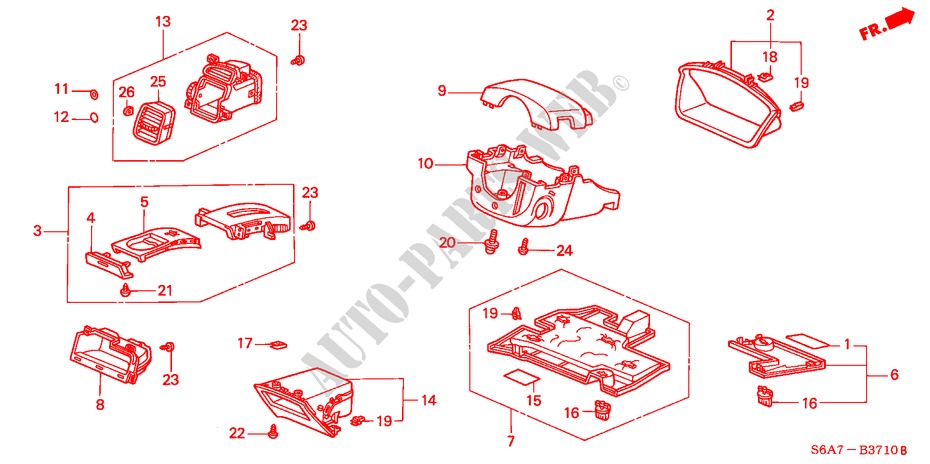 INSTRUMENT PANEL GARNISH (LH)(DRIVER SIDE) for Honda CIVIC 1.4LS 3 Doors 5 speed manual 2002