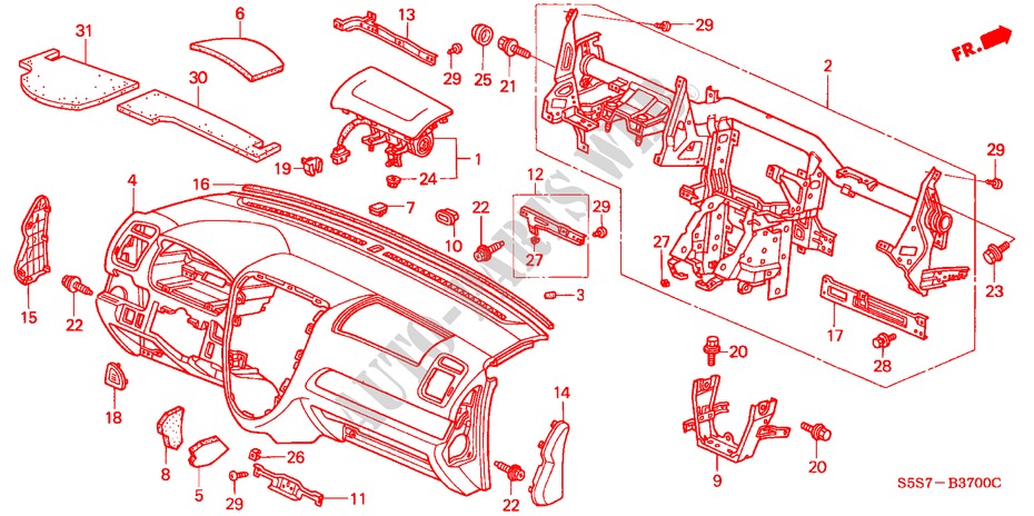 INSTRUMENT PANEL (LH) for Honda CIVIC 1.7SPORT 3 Doors 5 speed manual 2003
